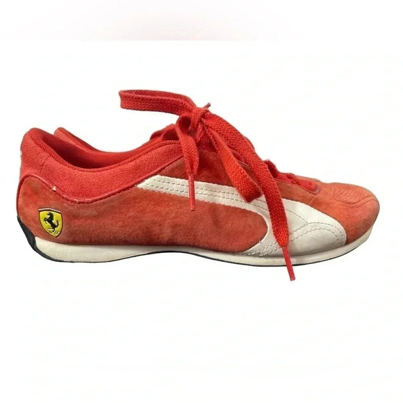 Puma Ferrari Orange White Sneakers  Size 4.5 - Picture 3 of 8